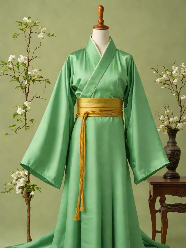Song dynasty Hanfu — narrow-sleeved beizi in celadon silk