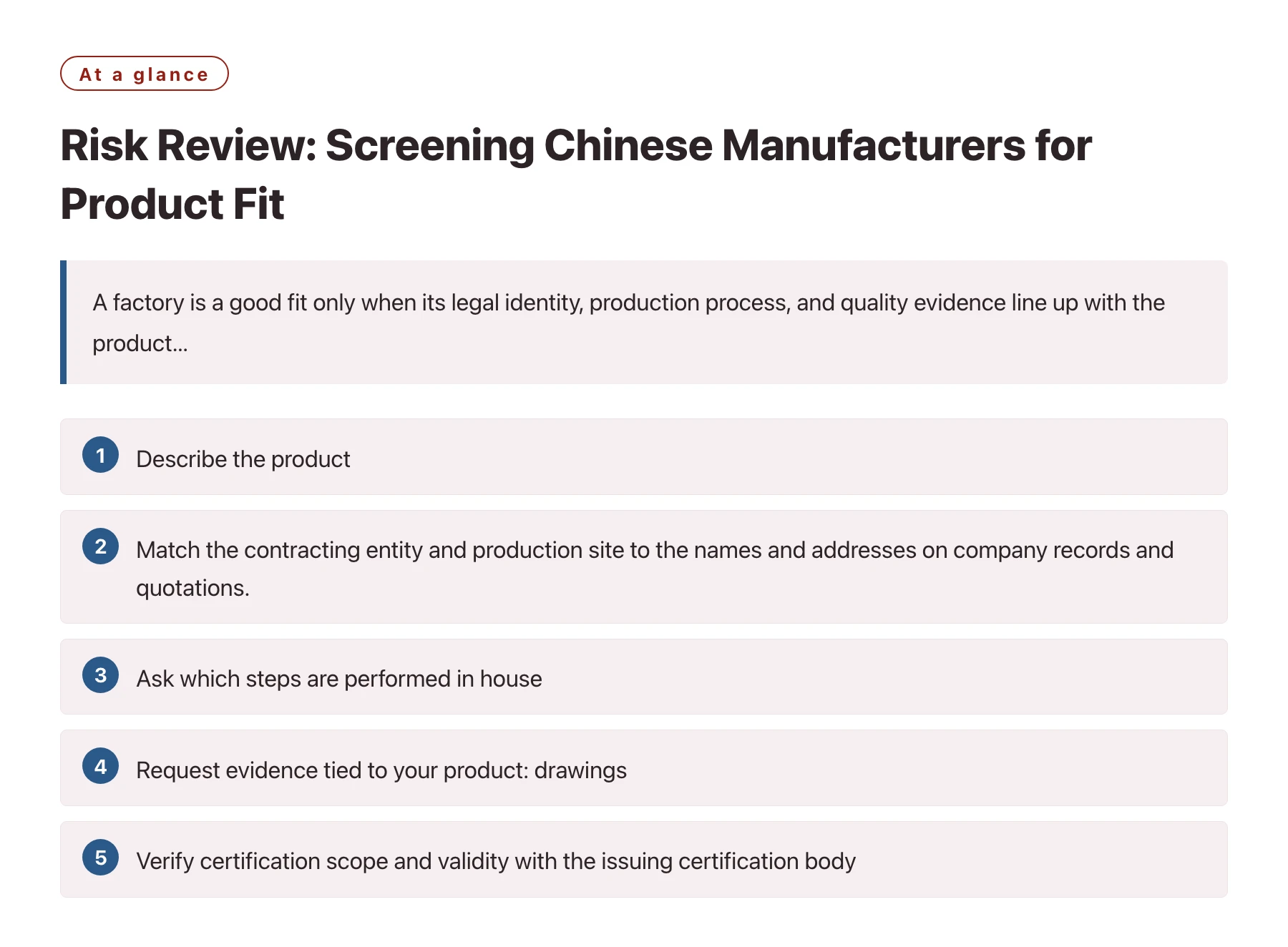 Risk Review: Screening Chinese Manufacturers for Product Fit——全文要点速览