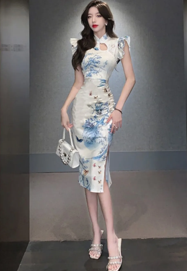  ELEGANT SLIM FIT CHEONGSAM DRESS