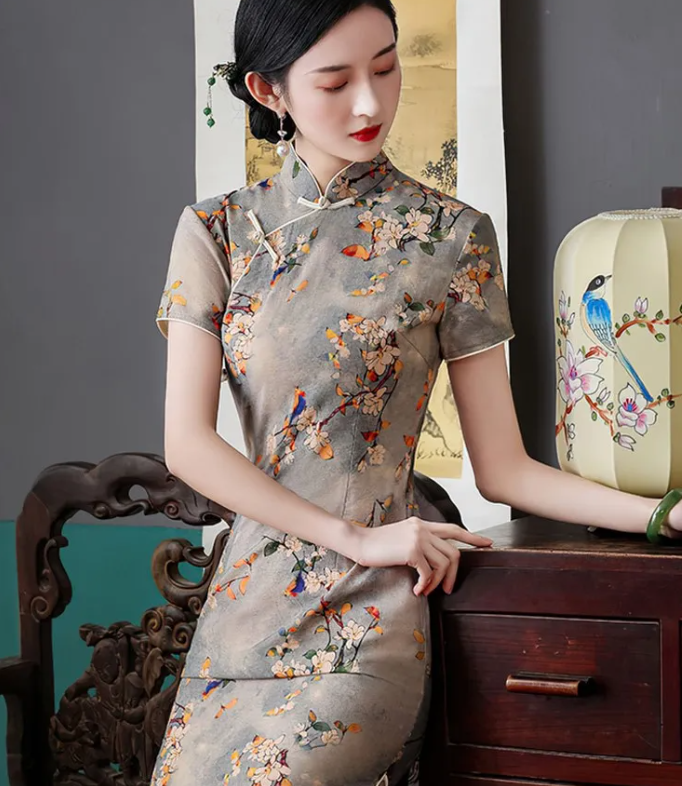 Traditional Chinese Dress Elegant Cheongsam Long Evening Dress 