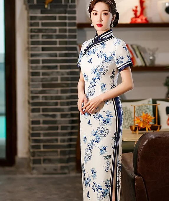 Chinese Cheongsam Flower Dress Elegant Summer Dress