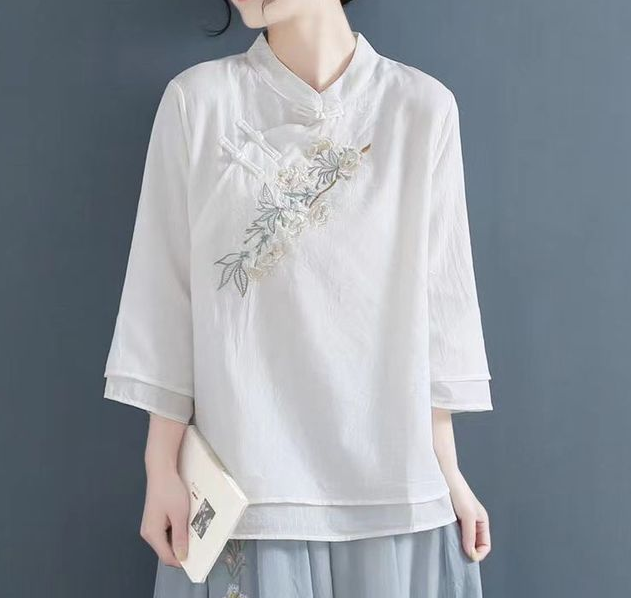 Fashion Chinese Tang Suit Shirt Cotton And Linen Top