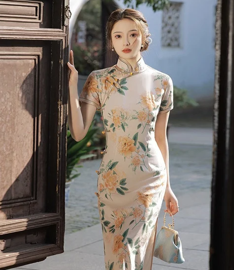 Modern Chinese Qipao Elegant Chinese Cheongsam Dress Evening