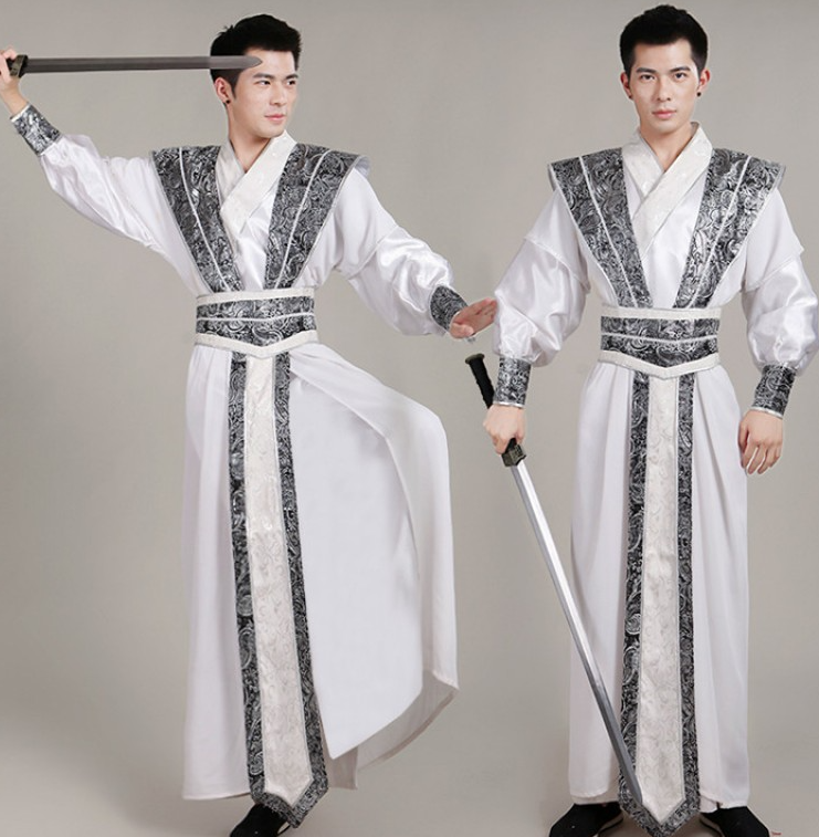 Men\'s Chinese folk dance costumes hanfu for male competition stage performance swordsman drama photos